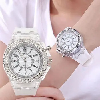 Персонализированные Студенческие Женские часы Наручные часы со стразами Кварцевые наручные часы Мужские часы Светодиодные часы