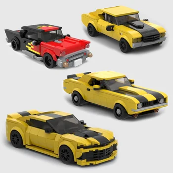 MOC Bricks Технология гоночного спортивного автомобиля Camaro Z28, ретро автомобиль, Чемпион по скорости, строительные блоки, Креативные Гаражные игрушки для мальчиков