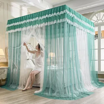 роскошный двойной марлевый кронштейн для рояльного лака, 3-дверная кровать, дворцовая москитная сетка, защита от комаров, большое пространство высотой 2,0 м, волшебная москитная сетка