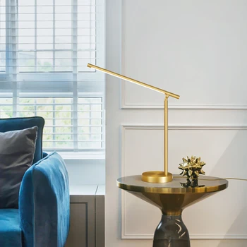 Настольная лампа TEMAR Gold Brass с современным креативным декором, светодиодное Настольное освещение 3 цветов для дома, спальни