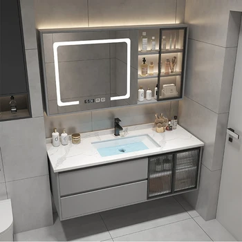 Умный шкаф для ванной комнаты Комбинированный Унитаз Умывальник Каменная плита Керамический цельный умывальник