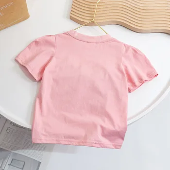 Кружевная футболка для девочек IENENS, Детские футболки с короткими рукавами, Летние Детские Милые Сексуальные топы, Корейская хлопковая футболка для 0-6 лет 1