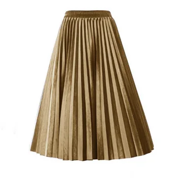 Плиссированные юбки для девочек, юбка Макси цвета Шампанского, длинная юбка принцессы в Корейском стиле 2023, Новая модная подростковая одежда от 3 до 16 лет GS70 0