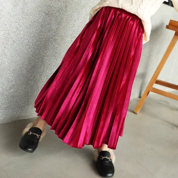 Плиссированные юбки для девочек, юбка Макси цвета Шампанского, длинная юбка принцессы в Корейском стиле 2023, Новая модная подростковая одежда от 3 до 16 лет GS70 4