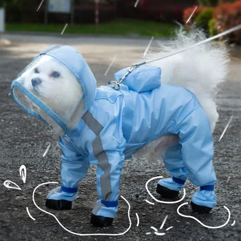 Новый дождевик для домашних собак XS-2XL, комбинезон с капюшоном, Водонепроницаемая куртка для собак, Уличный Светоотражающий дождевик для собак, Водонепроницаемая одежда для собак
