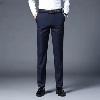 Весенне-осенний мужской деловой костюм, брюки, мужское летнее тонкое вечернее однотонное длинное платье, прямые мешковатые офисные брюки, прямая доставка A16
