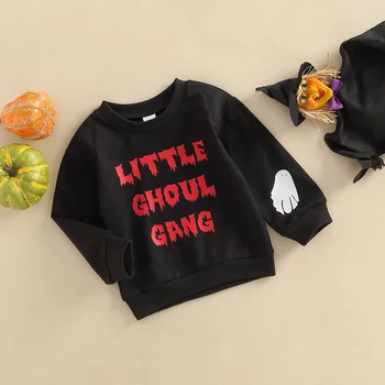 Толстовка FOCUSNORM для маленьких мальчиков от 0 до 3 лет на Хэллоуин, футболки, пуловер с длинными рукавами и буквенным принтом, верхняя одежда, одежда 2