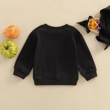 Толстовка FOCUSNORM для маленьких мальчиков от 0 до 3 лет на Хэллоуин, футболки, пуловер с длинными рукавами и буквенным принтом, верхняя одежда, одежда 5