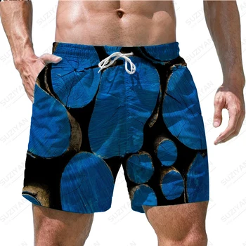 Летние мужские шорты Пляжные брюки С красочным градиентным рисунком 3D печать Гавайский Пляжный стиль Большие мужские домашние шорты на завязках