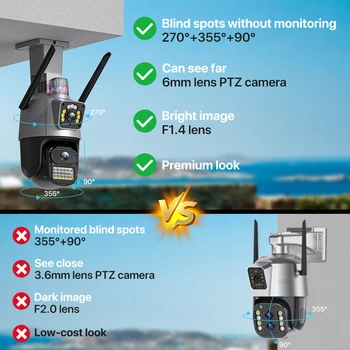 IP-камера с двумя объективами 4K 8MP HD с Двойным Экраном WIFI PTZ-Камера AI Auto Tracking Security CCTV Camera 4MP P2P Видеонаблюдение iCSee 5