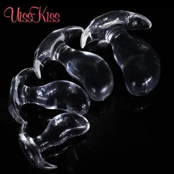 UissKiss Прозрачная Носимая анальная пробка в форме манго для женщин, расширитель простаты, Массажер, секс-игрушки для мужчин, взрослых геев, выдвижной шарик