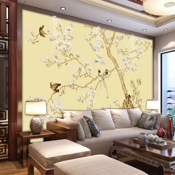 beibehang papel de parede минималистичные обои в китайском стиле с объемными цветами спальня гостиная ТВ фон Искусство