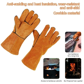 Сварочные перчатки Из термостойкой кожи, Устойчивые к высоким температурам Перчатки Оптом 1