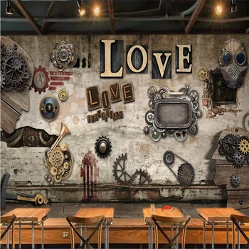 beibehang Пользовательские Фотообои Большая 3D Фреска Наклейка LOVE Gear Background Фоновая Настенная бумага для стен 3 d