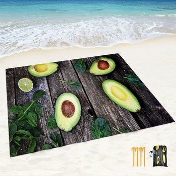 Пляжное одеяло, водонепроницаемое, защищенное от песка, вкусный авокадо, легкий портативный коврик для пикника, идеально подходящий для путешествий на свежем воздухе, кемпинга, пешего туризма
