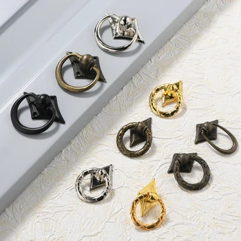 Ручки выдвижных ящиков HJYI Европейские высококачественные кольца Подвесное кольцо из сплава Эстетическая мебель для шкафа Декоративные аксессуары