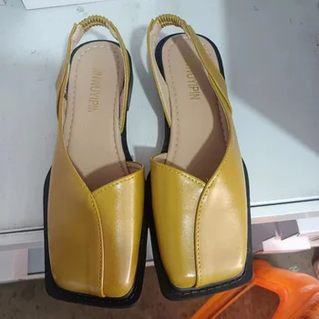 Европейские и американские Новые женские воздушные сандалии Baotou Side 2023, модные женские сандалии с квадратной головкой Ма Лицжэнь