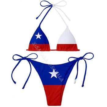Страна Америка Аргентина Чили Колумбия Флаг Кубы 3D Принт Женский комплект микро бикини Летняя пляжная одежда Сексуальные пляжные купальные костюмы