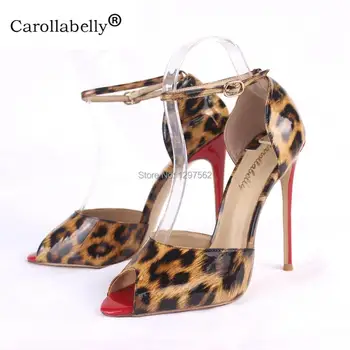 Брендовая обувь Carollabelly; Пикантные босоножки с открытым носком; леопардовые туфли-лодочки; женская обувь для вечеринок; высококачественные модельные туфли с пряжкой; 0