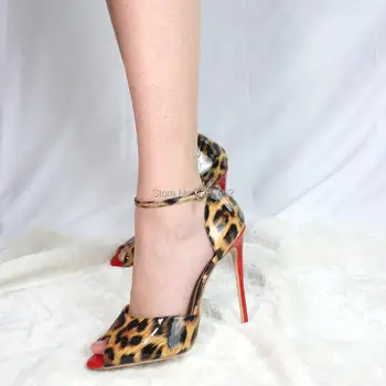 Брендовая обувь Carollabelly; Пикантные босоножки с открытым носком; леопардовые туфли-лодочки; женская обувь для вечеринок; высококачественные модельные туфли с пряжкой; 5